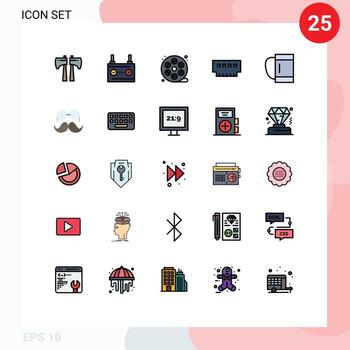 25 Filled line Flat Color concept for Websites Mobile and Apps bag hardware real gadget computers Editable Vector Design Elements