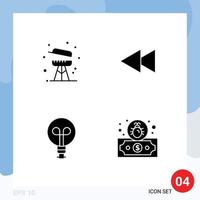 Mobile Interface Solid Glyph Set of Pictograms of barbecue light summer reverse dollar Editable Vector Design Elements