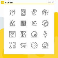 Universal Icon Symbols Group of 16 Modern Outlines of money setting mobile gear badge Editable Vector Design Elements