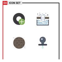 Pack of 4 Modern Flat Icons Signs and Symbols for Web Print Media such as add waffle disc stairs fast food Editable Vector Design Elements