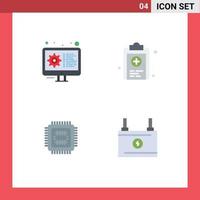 4 Universal Flat Icons Set for Web and Mobile Applications coding tech settings medicine cpu Editable Vector Design Elements