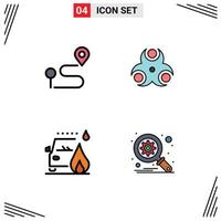 User Interface Pack of 4 Basic Filledline Flat Colors of location car pin medical road Editable Vector Design Elements