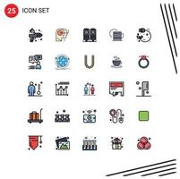 Editable Vector Line Pack of 25 Simple Filled line Flat Colors of plug eco music service hot Editable Vector Design Elements