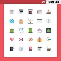 Pack of 25 Modern Flat Colors Signs and Symbols for Web Print Media such as software panel alert console warning Editable Vector Design Elements