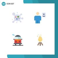 Modern Set of 4 Flat Icons and symbols such as atom public bus avatar human fire Editable Vector Design Elements