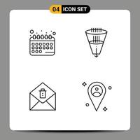 Pictogram Set of 4 Simple Filledline Flat Colors of appointment mail schedule filtering delete Editable Vector Design Elements