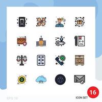 16 Universal Flat Color Filled Line Signs Symbols of bag product traumatology life cycle money Editable Creative Vector Design Elements