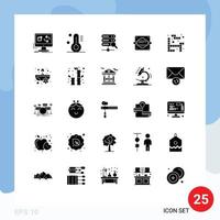 Pictogram Set of 25 Simple Solid Glyphs of play tetris web bread rolling pin baking Editable Vector Design Elements