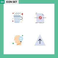 Set of 4 Modern UI Icons Symbols Signs for coffee head hot object idea Editable Vector Design Elements