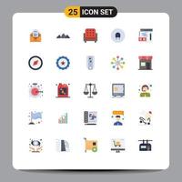 25 Universal Flat Color Signs Symbols of coding electric mountain charge seat Editable Vector Design Elements