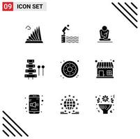 Modern Set of 9 Solid Glyphs and symbols such as sound instrument pool audio training Editable Vector Design Elements