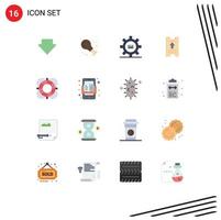 User Interface Pack of 16 Basic Flat Colors of help arrow gear hotel ticket Editable Pack of Creative Vector Design Elements