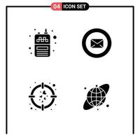 Group of 4 Solid Glyphs Signs and Symbols for phone heart wireless support target Editable Vector Design Elements