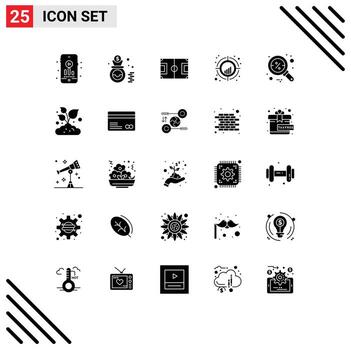 25 Universal Solid Glyphs Set for Web and Mobile Applications discount target football plot chart Editable Vector Design Elements