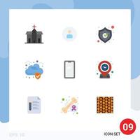 conjunto de 9 9 moderno ui íconos símbolos señales para móvil teléfono ui seguridad nube editable vector diseño elementos