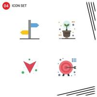 Editable Vector Line Pack of 4 Simple Flat Icons of direction arrow sign eco bulb full Editable Vector Design Elements