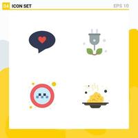 4 Universal Flat Icons Set for Web and Mobile Applications chat signs plug science breakfast Editable Vector Design Elements