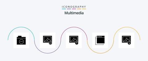 Multimedia Glyph 5 Icon Pack Including . photo. mountain. download vector