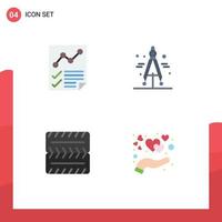 Flat Icon Pack of 4 Universal Symbols of analytics vehicles page divider hand Editable Vector Design Elements