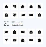 20 Email Solid Glyph icon Pack like email compose mail open mail vector