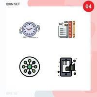 Modern Set of 4 Filledline Flat Colors and symbols such as backup pin counter pencil biology Editable Vector Design Elements