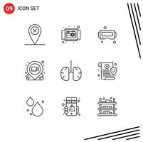 9 Outline concept for Websites Mobile and Apps anatomy pin device movie film Editable Vector Design Elements