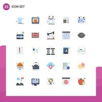 Mobile Interface Flat Color Set of 25 Pictograms of bank basic laptop document acquisition Editable Vector Design Elements