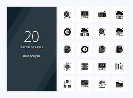 20 Data Analysis Solid Glyph icon for presentation vector