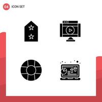 Universal Icon Symbols Group of 4 Modern Solid Glyphs of army help metal multimedia analysis Editable Vector Design Elements