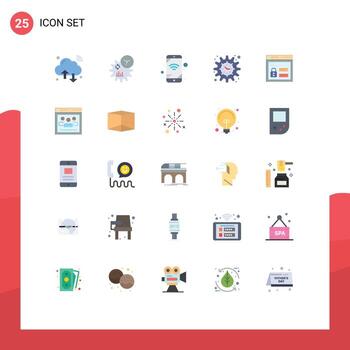 Mobile Interface Flat Color Set of 25 Pictograms of web project goal process timeline funding Editable Vector Design Elements