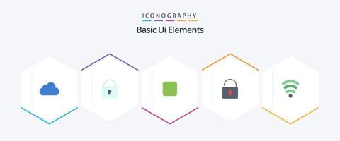 Basic Ui Elements 25 Flat icon pack including . servics. box. wifi. lock vector