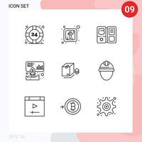 User Interface Pack of 9 Basic Outlines of packing box shield promote launch Editable Vector Design Elements