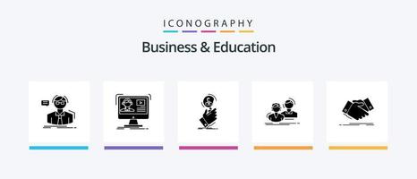 Business And Education Glyph 5 Icon Pack Including group. student. online. people. find. Creative Icons Design vector