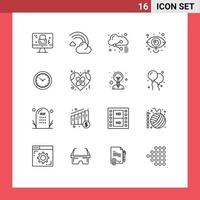 Set of 16 Modern UI Icons Symbols Signs for vision market rain eye sharing Editable Vector Design Elements