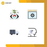 4 User Interface Flat Icon Pack of modern Signs and Symbols of business lorry marketing gear truck Editable Vector Design Elements