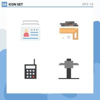 Group of 4 Flat Icons Signs and Symbols for badge devices id height radio Editable Vector Design Elements