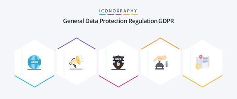 Gdpr 25 Flat icon pack including location. gdpr. gdpr. security. alarm vector