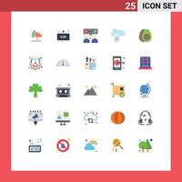 Mobile Interface Flat Color Set of 25 Pictograms of egg online docs corporate file storage cloud reporting Editable Vector Design Elements