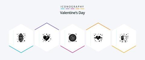 Valentines Day 25 Glyph icon pack including champagne. valentine. love. love. plate vector