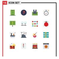 16 Universal Flat Color Signs Symbols of commerce navigation buy logistics payment Editable Pack of Creative Vector Design Elements