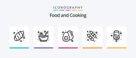 comida línea 5 5 icono paquete incluso . pera. vegetales. fruta. papa. creativo íconos diseño vector