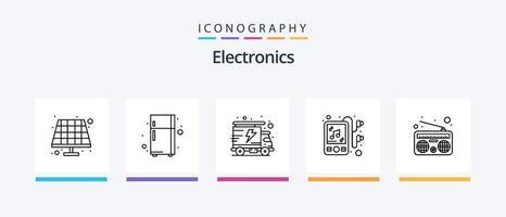 Electronics Line 5 Icon Pack Including . light. fan. saver. bulb. Creative Icons Design vector