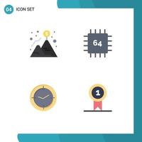 4 Creative Icons Modern Signs and Symbols of achievement hardware success computers timer Editable Vector Design Elements