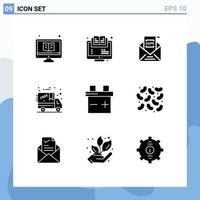 Pictogram Set of 9 Simple Solid Glyphs of cyber monday mail webinar gdpr email Editable Vector Design Elements