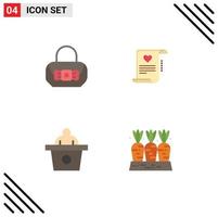 4 Flat Icon concept for Websites Mobile and Apps bag presentation letter love letter agriculture Editable Vector Design Elements