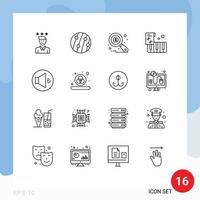 16 Thematic Vector Outlines and Editable Symbols of sound instrument scalp disease accordion data analysis Editable Vector Design Elements