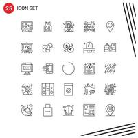 25 Thematic Vector Lines and Editable Symbols of light office easter desk paper Editable Vector Design Elements