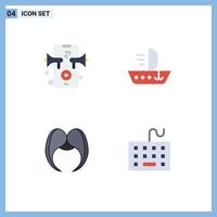 Group of 4 Flat Icons Signs and Symbols for marketing movember sail vessel men Editable Vector Design Elements