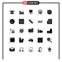 25 User Interface Solid Glyph Pack of modern Signs and Symbols of emojis interface tool delete business location Editable Vector Design Elements