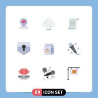 Modern Set of 9 Flat Colors and symbols such as drink shield file security key Editable Vector Design Elements